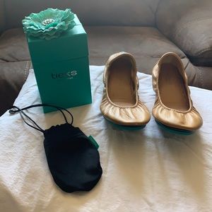 Camel colored leather Tieks ballerina flat